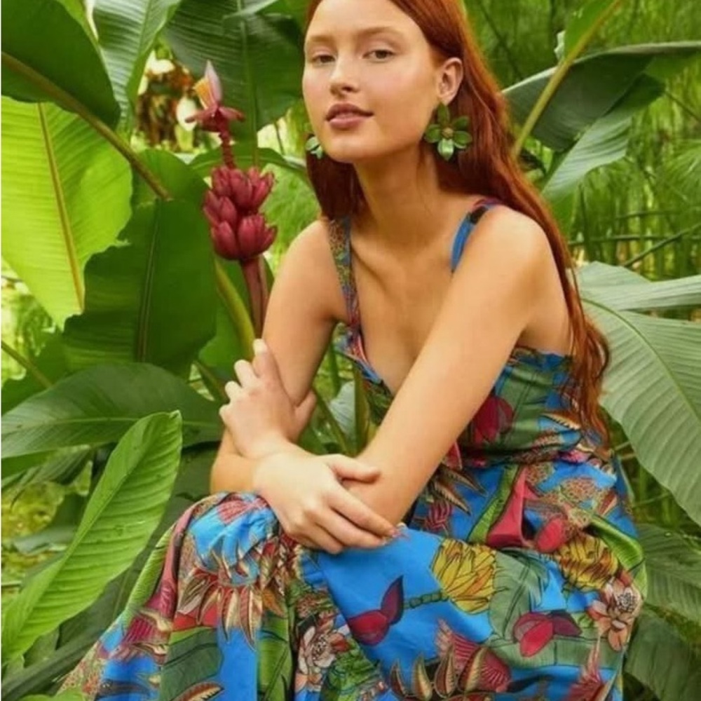 Farm rio floral Blue midi dress